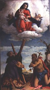 Madonna and Child in Glory with St. Andrew and St. Jerome by Lorenzo Lotto