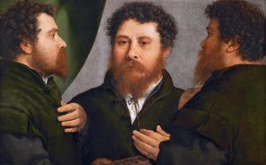 Portrait of a Goldsmith in Three Positions by Lorenzo Lotto