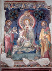 Virgin with child surrounded by St. James the apostle and St. John Baptist by Lorenzo Salimbeni