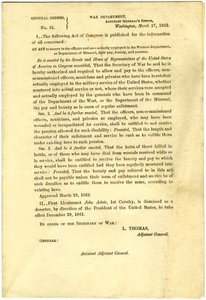 Publish an Act of Congress that Secures Pay, Bounty, and Pension to Officers and Men Employed in the Western Department or Department of Missouri by Lorenzo Thomas