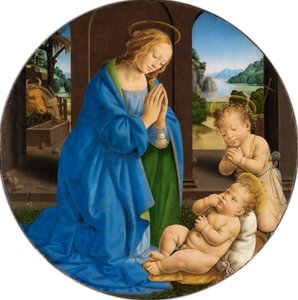 Mary Adoring the Child, with the Infant Saint John by Lorenzo di Credi