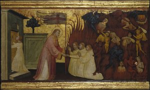 Saint Lawrence Liberates Souls from Purgatory. Scenes from the Life of Saint Lawrence, predella, ca 1412