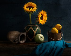 Rustic Sunflowers and Lemons