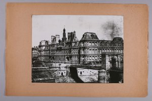 Facade of the Old Town Hall, Start of the Arcole Bridge. circa 1860. 4th Arrondissement, Paris.