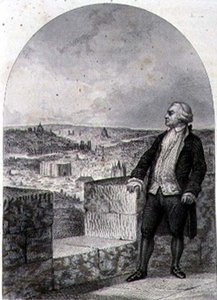 Honore Gabriel Riqueti, Count of Mirabeau on the ramparts of Paris, engraved by Philibert Langlois