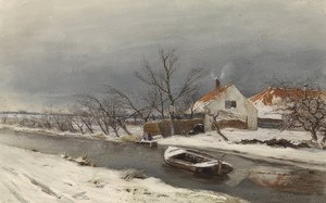 Winter Landscape with Houses and a Canal. 1874