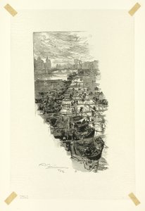 Apple Market, Viewed from the Pont Louis-Philippe, plate seven from Along the Seine and the Boulevards by Louis Auguste Lepère