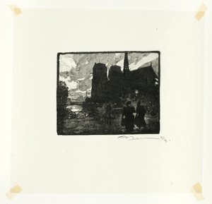 Notre-Dame, Evening, plate eight from Along the Seine and the Boulevards