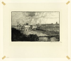 Paris, Viewed from the Pavillon de Flore, plate eleven from Along the Seine and the Boulevards by Louis Auguste Lepère