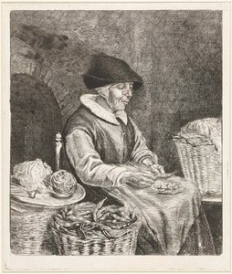 Old Woman Shelling Beans by Louis Bernard Coclers