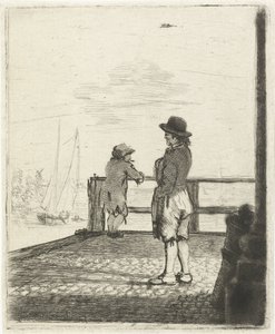 Two Sailors Waiting in the Harbor by Louis Bernard Coclers