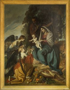 Angels feeding the Holy Family
