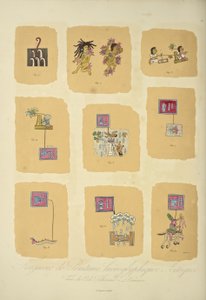Fragments of Aztec Hieroglyphic Paintings, from the Codex Telleriano-Remensis, Illustration from 