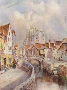 A View of Amiens, with the Cathedral in the distance by Louis Burleigh Bruhl