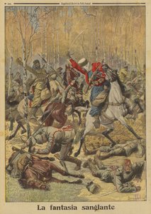 Algerian goumiers of the French Army defeating a larger group of German cavalry, World War I by Louis Charles (after) Bombled