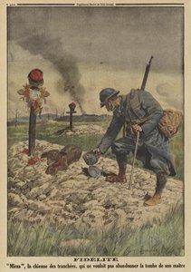 Loyalty: French army dog refusing to leave the grave of her dead master, World War I by Louis Charles (after) Bombled