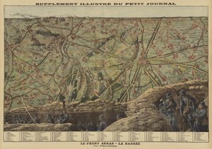 Panoramic view of the sector of the Western Front between Arras and La Bassee, France, World War I by Louis Charles (after) Bombled