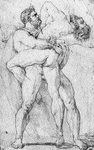 Hercules Strangling Antaeus by Louis Charles Auguste Couder