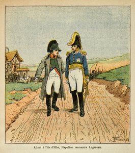 Illustration from the book The Memorial of Saint Helene by Count Emmanuel de Las Cases: On the way to the island of Elba, Napoleon meets Augereau