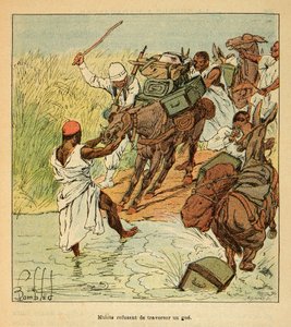 The War in Madagascar: Mules Refusing to Cross a Ford During the French Expedition to Madagascar in 1895