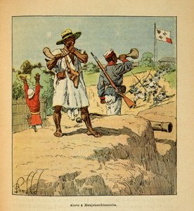 The War in Madagascar: Malagasy Troops on Alert in Manjakandrianomba at the Arrival of French Troops in 1895