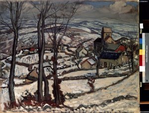 Village in Morvan under the snow