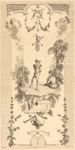 Shepherd Dancing to the Sound of a Flute by Louis Crépy after Antoine Watteau