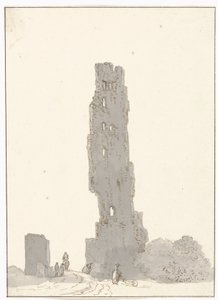 Ruins of a Tower Along the Main Road Between Terracina and Fondi (Voyage en Italie, en Sicile et à Malte - 1778) by Louis Ducros