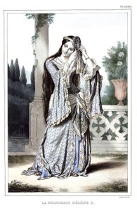 Princess Helene Soutzo. in Journey to Athenes and Constantinople, or collection of Greek and Ottoman portraits, views and costumes, painted on places of after nature, lithographs and colories by Louis Dupre (1789-1837), pupil of David.1825
