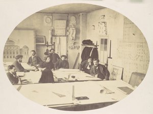 Charles Garnier in the Drafting Room While Designing the New Paris Opera by Louis Emile Durandelle