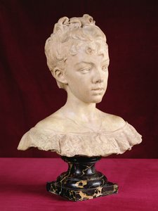Portrait bust of a young girl by Louis Ernest Barrias