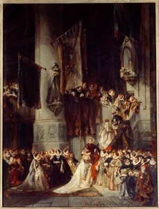 A Ceremony in the Church of Delft by Louis Eugene Gabriel Isabey