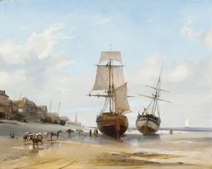 Beached Boats by Eugene Isabey