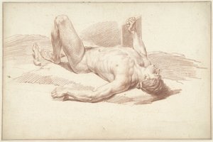 Male Nude, Lying on His Back
