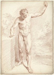 Male Nude, Standing, Left Arm Raised