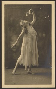 Female Dancer with Flower before Tapestry by Louis Fleckenstein