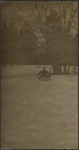 Figure on Sled in Snow by Louis Fleckenstein