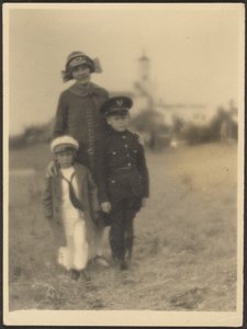Florence with Her Two Boys in Military Outfits by Louis Fleckenstein