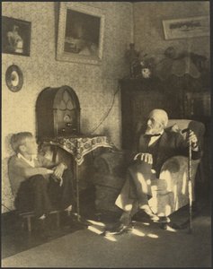 Man and Boy Seated in a Study by Louis Fleckenstein