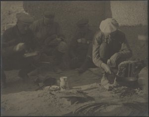 Men Around Campfire by Louis Fleckenstein