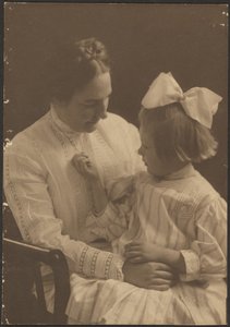 Portrait of Mother and Child with Big Bow by Louis Fleckenstein