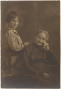 Portrait of Old Woman and Young Girl by Louis Fleckenstein