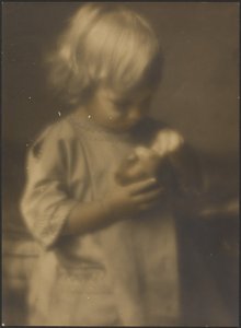 Portrait of a Child Holding an Apple by Louis Fleckenstein