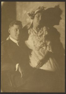 Portrait of a Man and a Woman with Floral Hat by Louis Fleckenstein