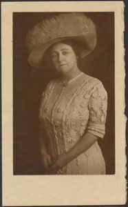 Portrait of a Woman with Elaborate Tulle Hat by Louis Fleckenstein