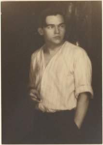 Portrait of a Young Man in Striped Shirt with Cigarette by Louis Fleckenstein