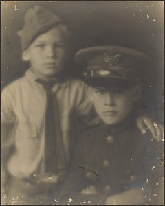 Two Young Boys Dressed as Soldiers by Louis Fleckenstein