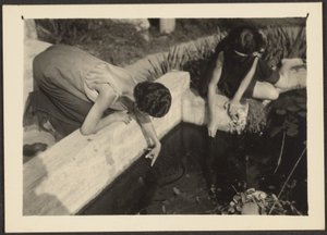 Woman by Garden Pond by Louis Fleckenstein