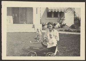 Woman with Children in Toy Car by Louis Fleckenstein