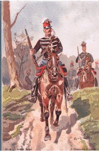 Chasseurs A Cheval, Postcard, 1920s by Louis Geens